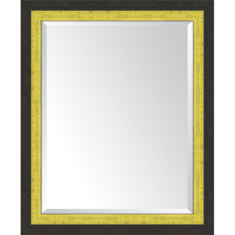 Miroir mural noir et jaune ardoise, H 34 po x l 28 po