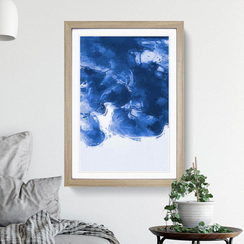 Velvet Blue in Abstract - Framed Print, 91cm H x 60cm W x 2cm D, Oak
