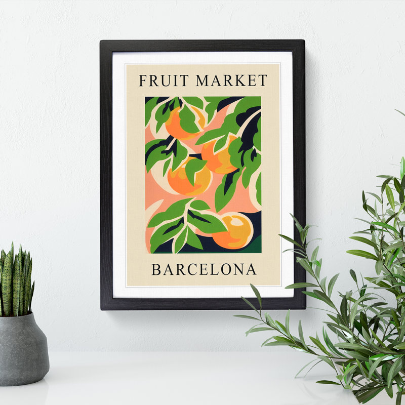 Orange Barcelona Fruit Market Exhibition - Framed Print, 34cm H x 25cm W x 2cm D
