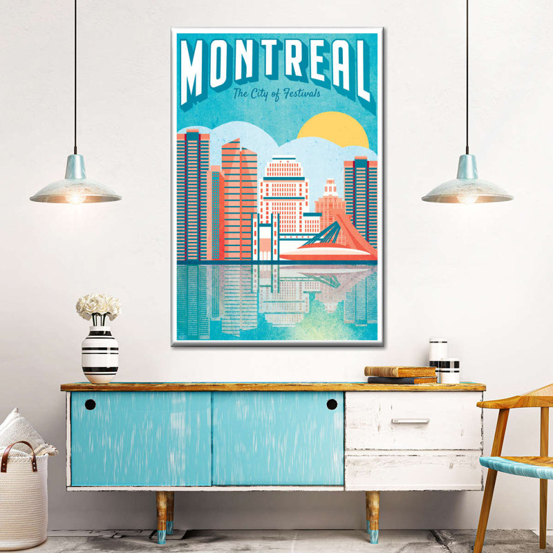 Montréal, affiche rétro sur toile, H 48 po x l 32 po x P 1,25 po