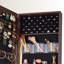Armoire à bijoux, grand rangement avec miroir autoportant sans cadre (brun)-184328797