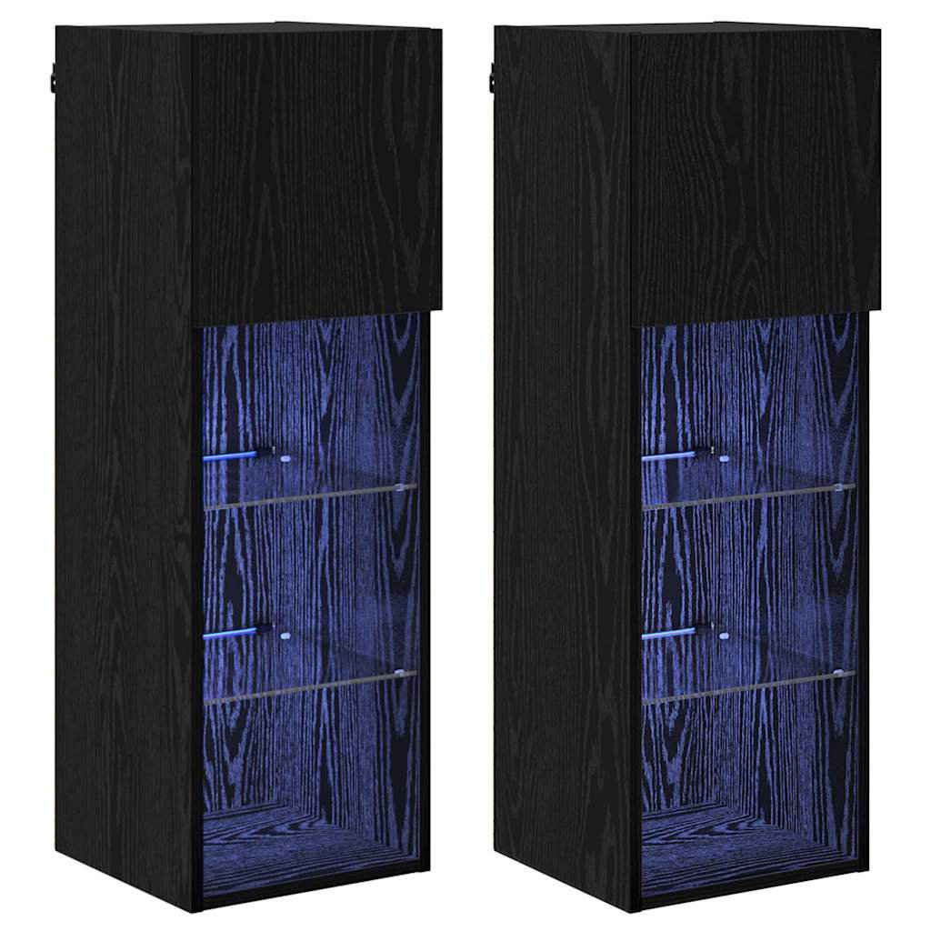Wall-Mounted TV Cabinets 2 Pcs Black Oak 30.5 X 30 X 90 Cm