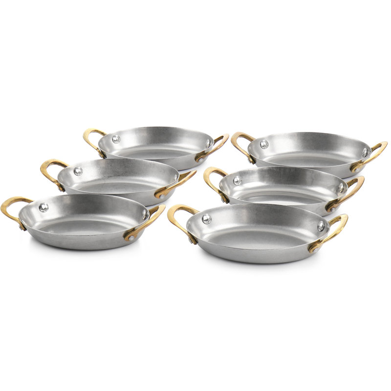 6 Piece Mini Oval Au Gratin Pan Set with Brass Handle