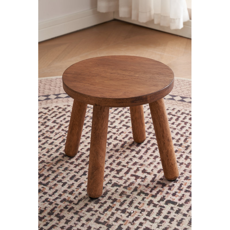 Solid Wood Accent Stool, Dark Brown Wood