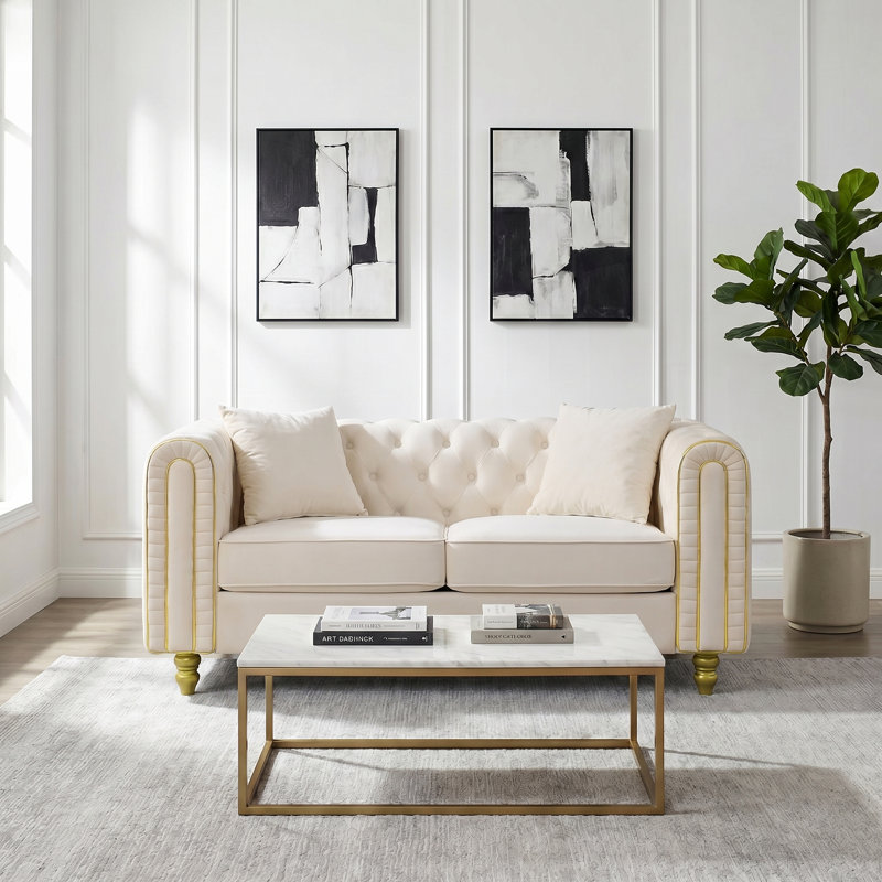 Averleigh 63" Velvet Loveseat, Beige
