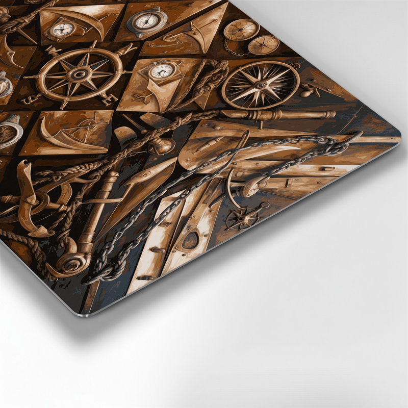 Art mural noir, pièces de bateau nautique, H 20 po x l 24 po