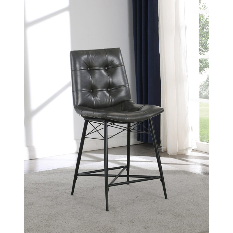 Upholstered Counter Stool, Gray, 41" Height