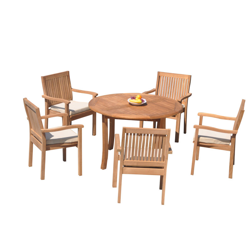 Leveb Outdoor 7 - Piece Teak Dining Set, 4, 48" L x 48" W x 30.5" H