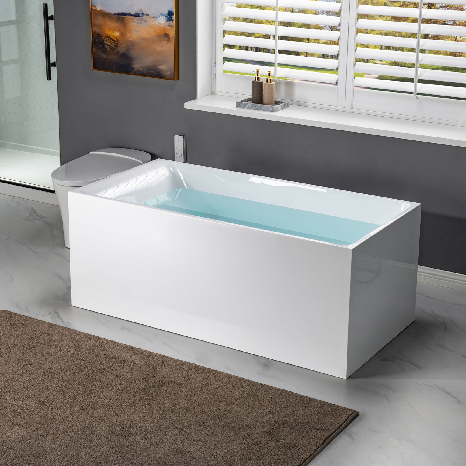 Solace 59" Soaking Bathtub with Storage, Chrome