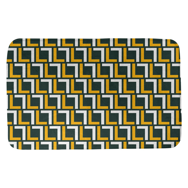 Tapis pour salle de bain Baltimore, l 17 po x L 24 po, Vert foncé / or / blanc