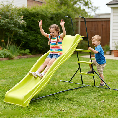 2.2M kids plastic slide indoor Freestanding playground equipment children plastic slide kids indoor slide green