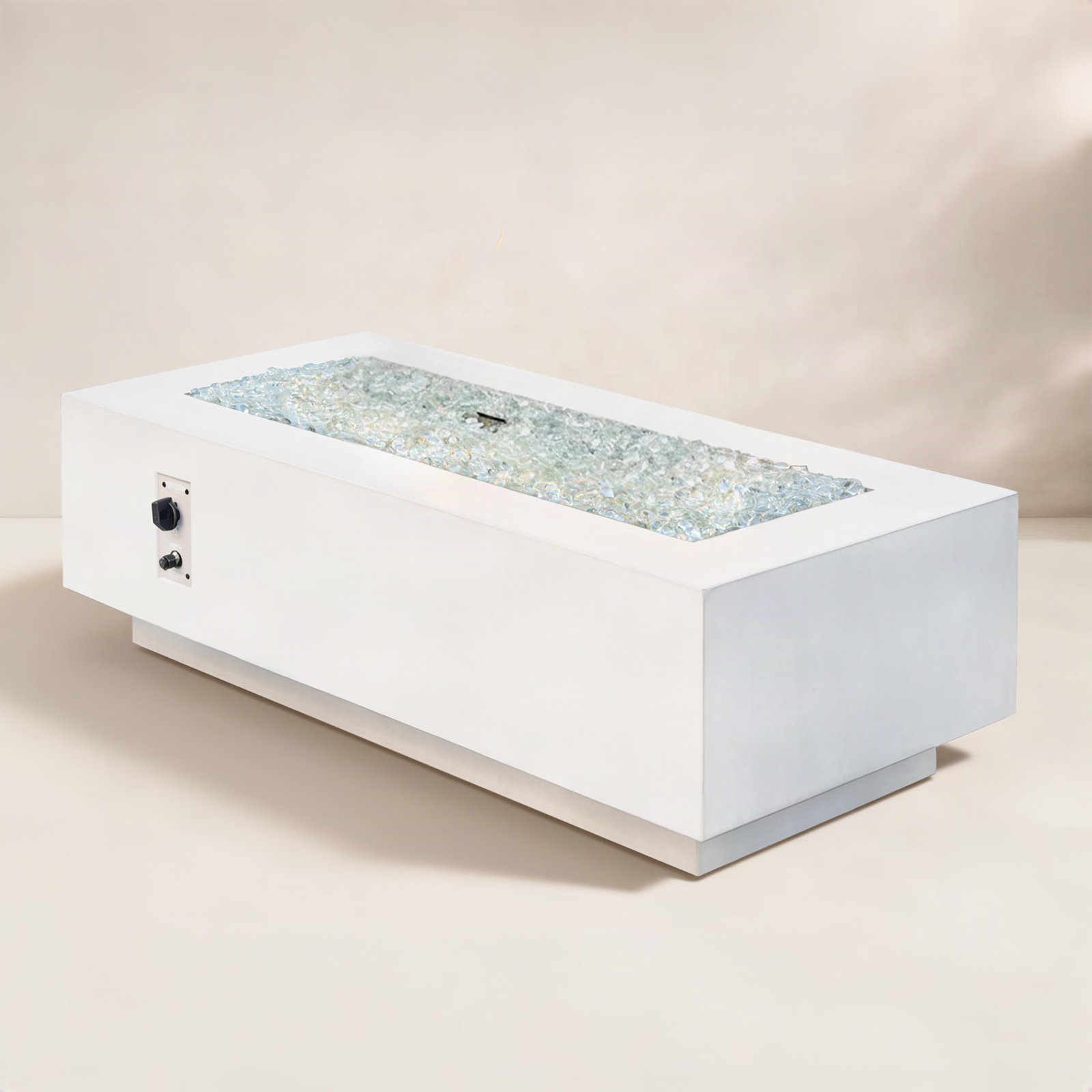 Monae Rectangle Fire Pit, White