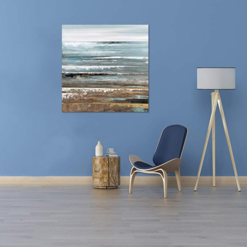 Abstract Ocean Unframed Canvas Wall Art 16" X 16"