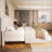 White  Boucle Floating Bed With Light