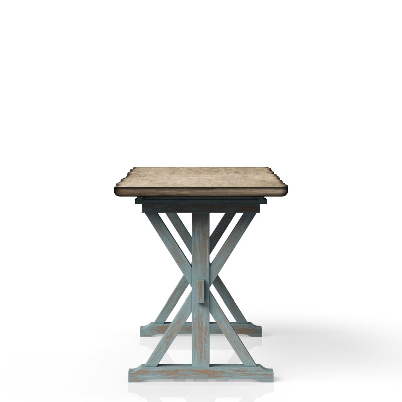 Table à hauteur de comptoir décontractée bleue en X avec base en X