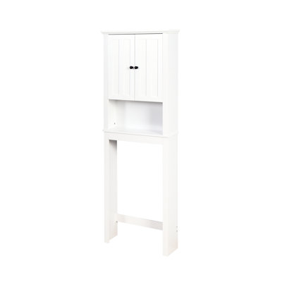 Meuble de salle de bain blanc - Étagère élégante et réglable, 59 x 20 x 169 cm, à placer au-dessus des toilettes, blanc.