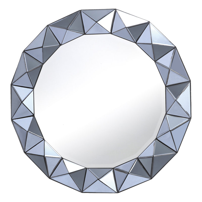 Krystal Glass Flat Wall Mirror, Grey