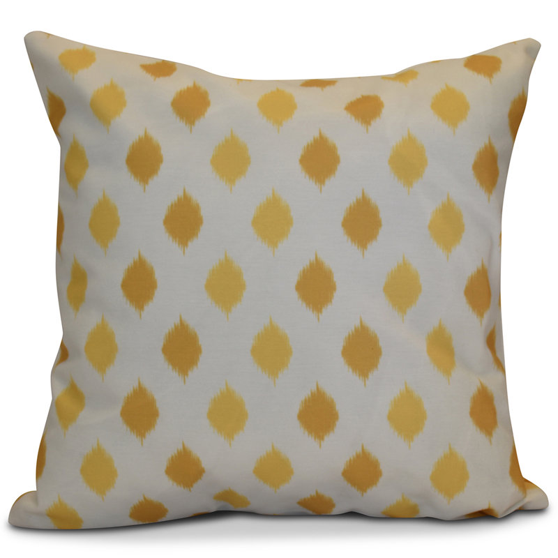 Hanukkah Geometric Outdoor Reversible Throw Pillow, 16"x16", Yellow