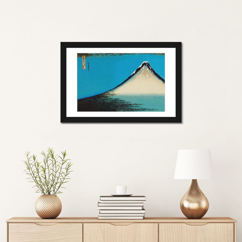 «Mount Fuji» par Katsushika Hokusai, reproduction d'art sur toile, H 16 po x l 24 po x P 1 po, Papier d'art encadré noir