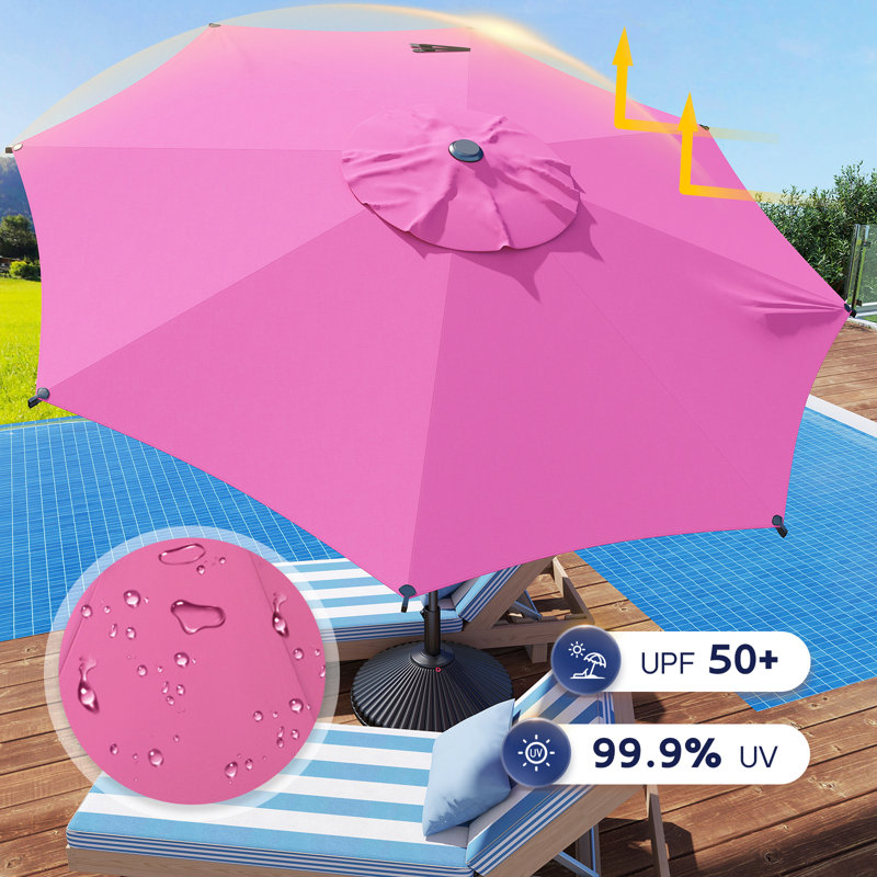 Parasol de marché à manivelle Lyon, L 108 po x P 108 po, Rose