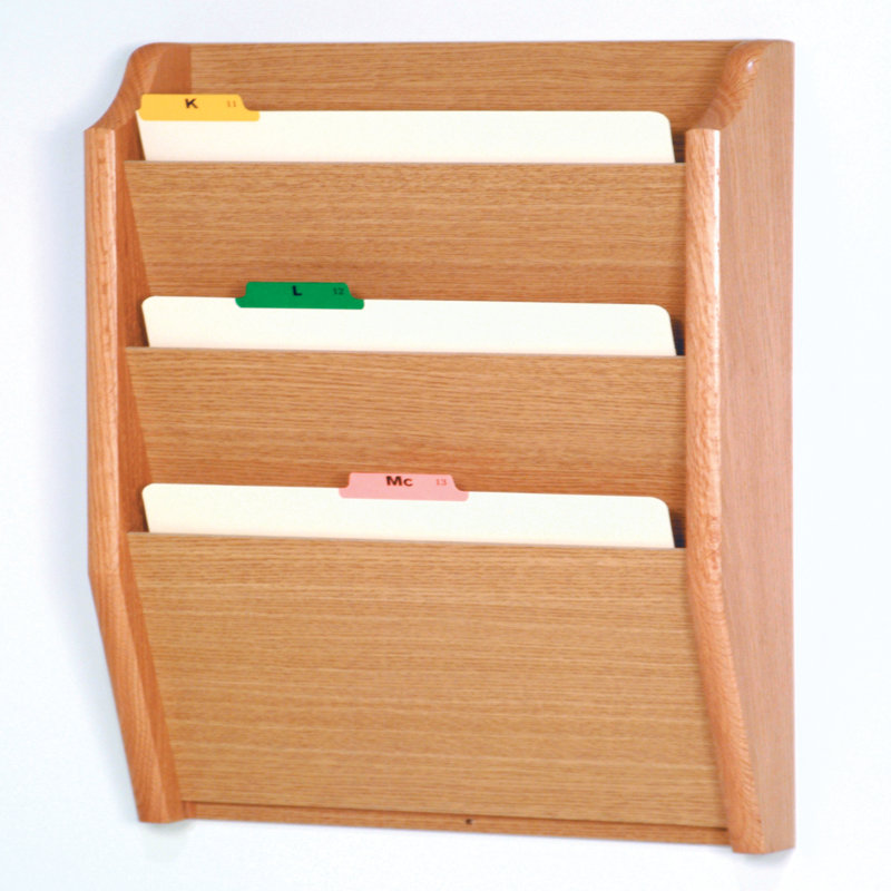 Wood Wall File Pockets, Light Oak