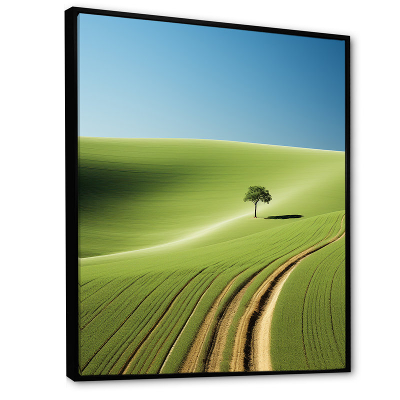 " Minimalism Meadow Panorama ", Black Floater Framed, 32" H x 16" W x 1" D