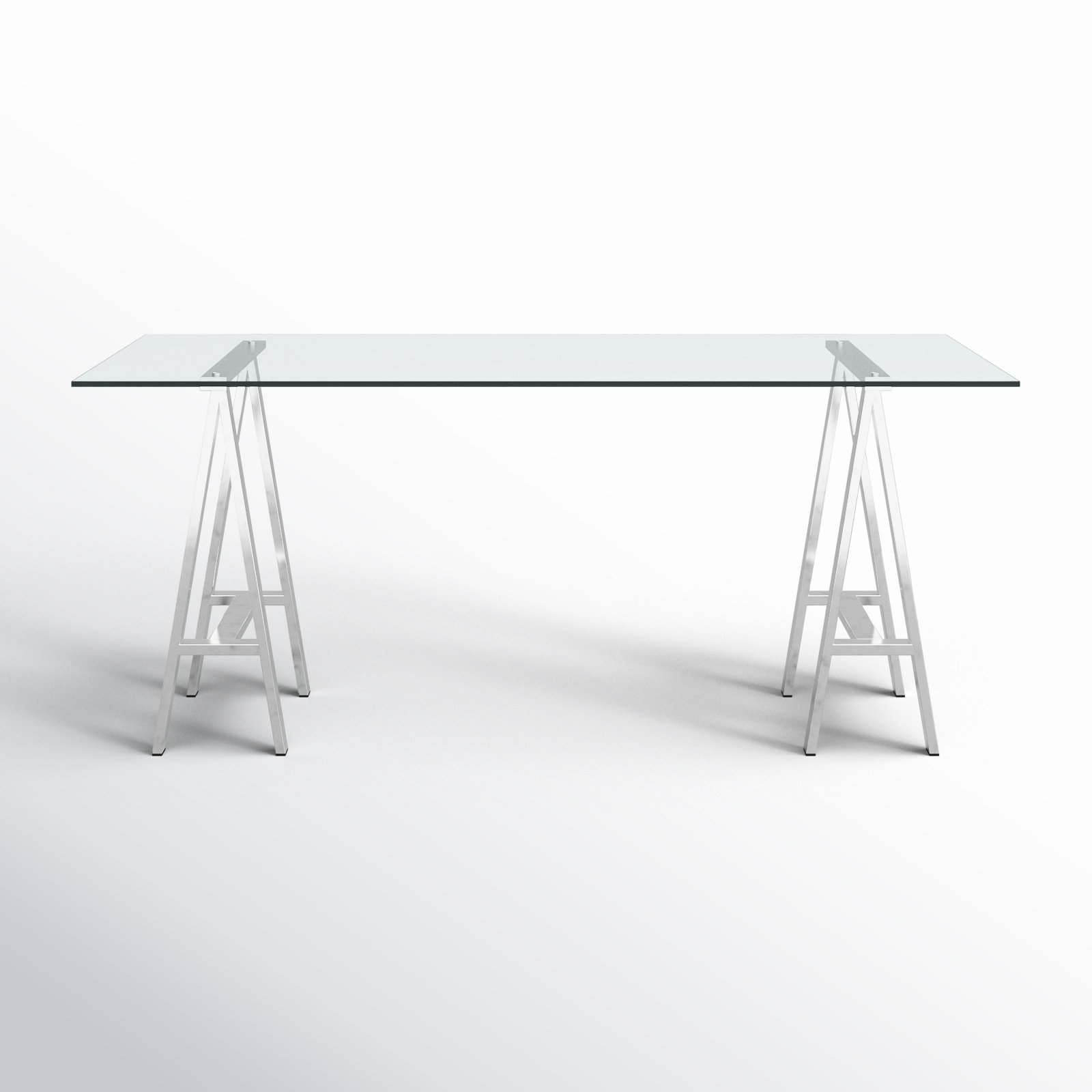 Tigerlily Glass Desk, 30" H x 71" W x 36" D, Silver