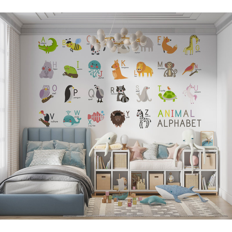 Papier peint de qualité supérieure - Alphabet animaux, L 120 po x l 180 po