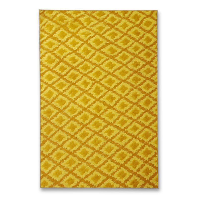 Tapis jaune tissé à carreaux lavables Mosso, 2'6" x 9'10"