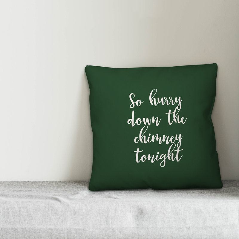  Coussin décoratif So Hurry Down the Chimney Tonight, Vert foncé, Coussin décoratif
