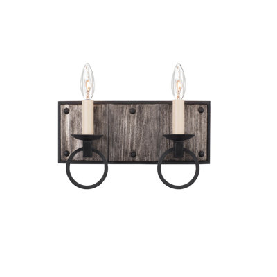 Laramie 2 LT Black Iron Bath Wall Sconce Kalco
