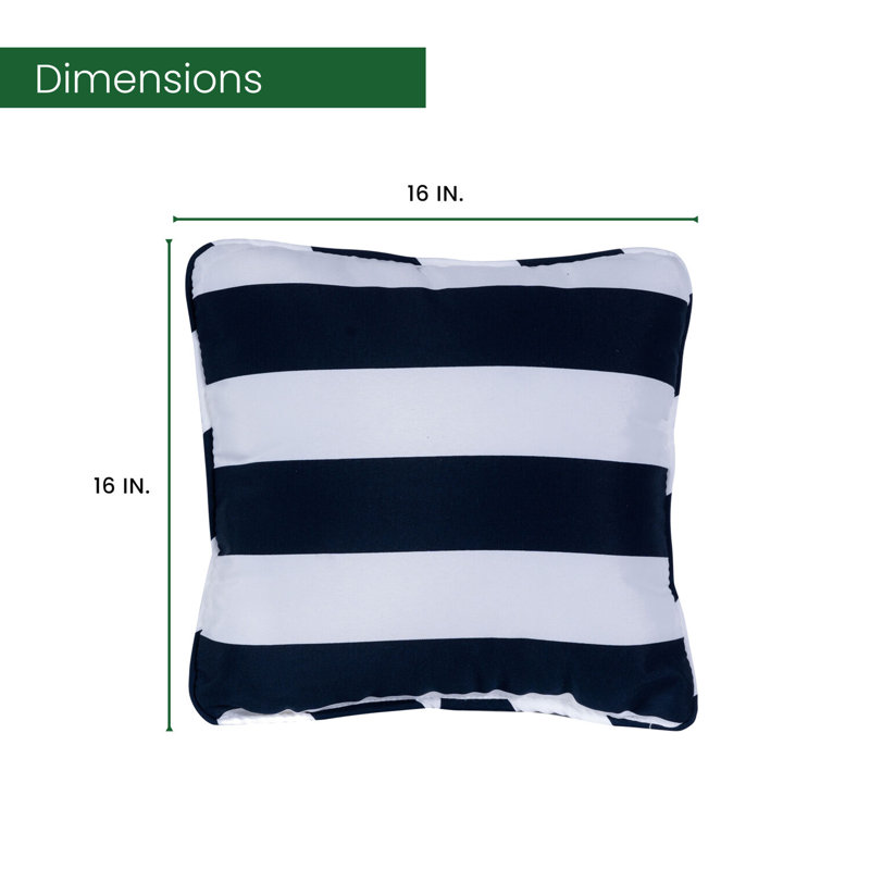 Navy and White Striped Indoor/Outdoor Square Throw Pillow Set