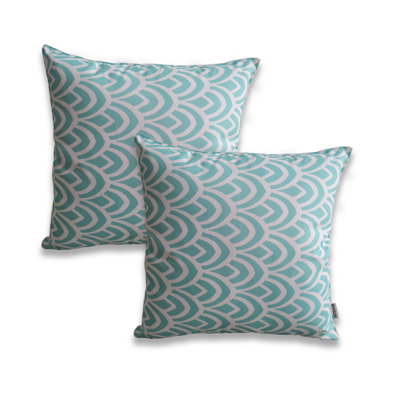 Set Of 2 Printed Outdoor On White Base Pillow Cover With INSERTS ( Set Of 2)