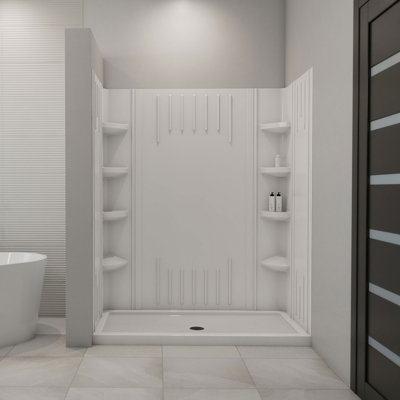 Qwall 60" W x 30" D x 75.63" H Framed Rectangle Shower Stall and Base Included