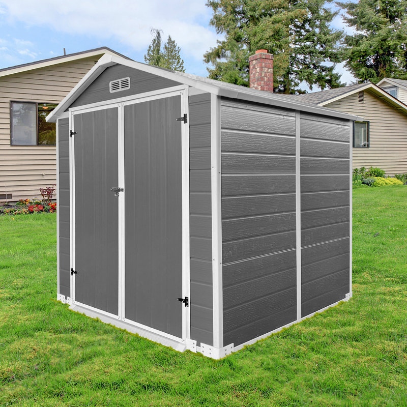Lockable Storage Shed Plastic Design Modern Style For Backyard And Lawn Storage Solutions