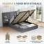 Lit plateforme de rangement capitonné en velours gris, style glamour contemporain, Queen-36105278-36105248