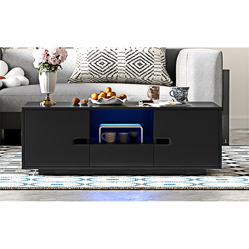Table basse rectangulaire avec rangement, Noir