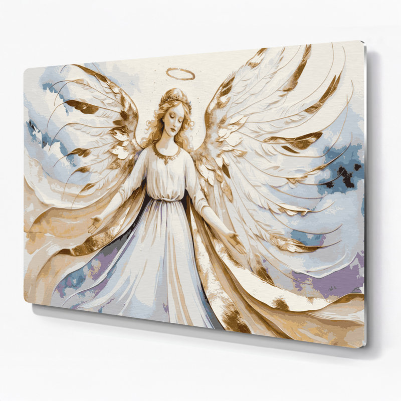 Art mural en métal gris ange de Noël, H 8 po x l 10 po