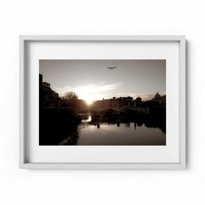 Tiber Sunset Print by Joseph Regan, 22" H x 26" W x 0.75" D, White