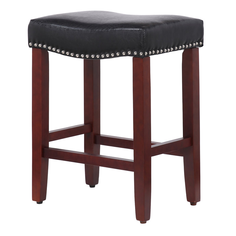 Tabouret de bar et de comptoir rembourré Jameson, Tabouret de comptoir (siège d’une hauteur de 24, Noir / Cerisier