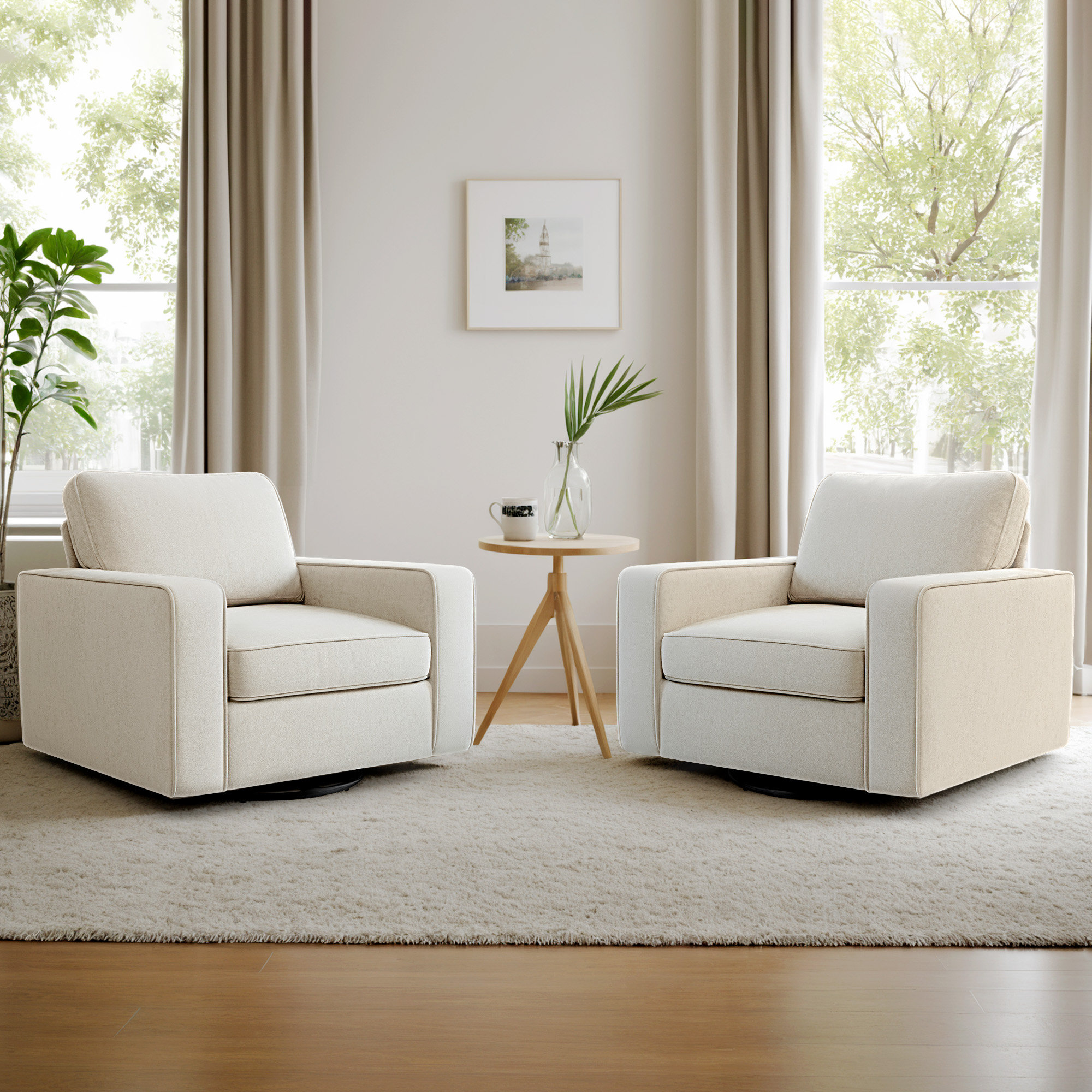 36.2" Wide Upholstered Swivel Accent Armchair