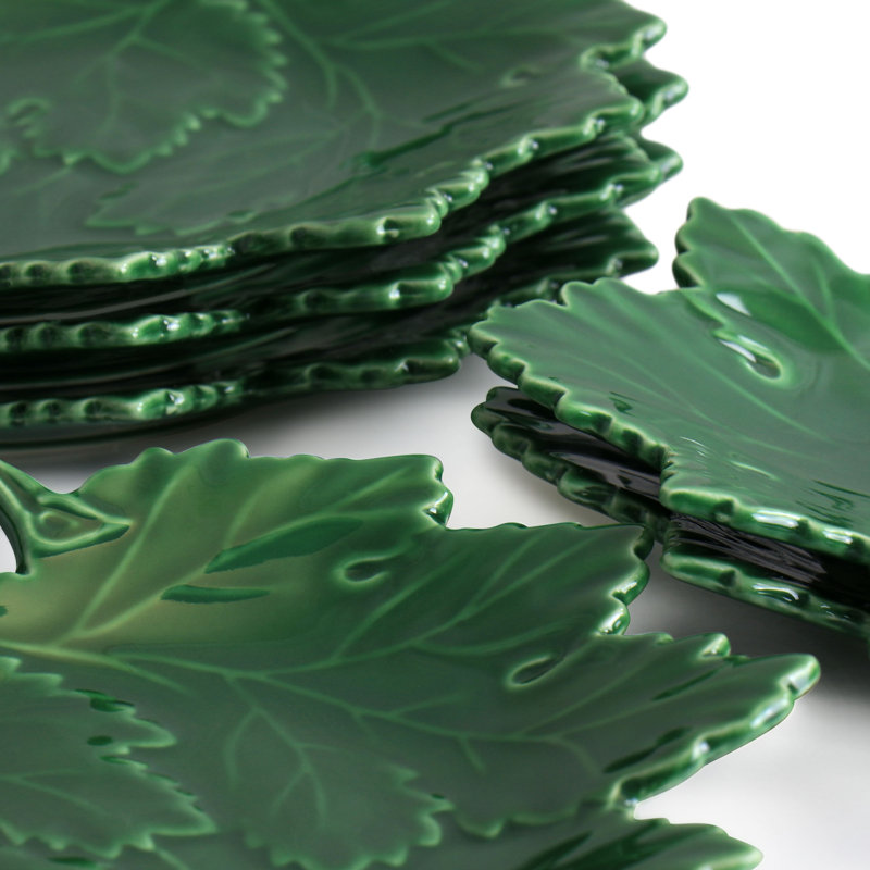 Martha Stewart Maple Leaf Figural Plate 6 Piece Set In Green
