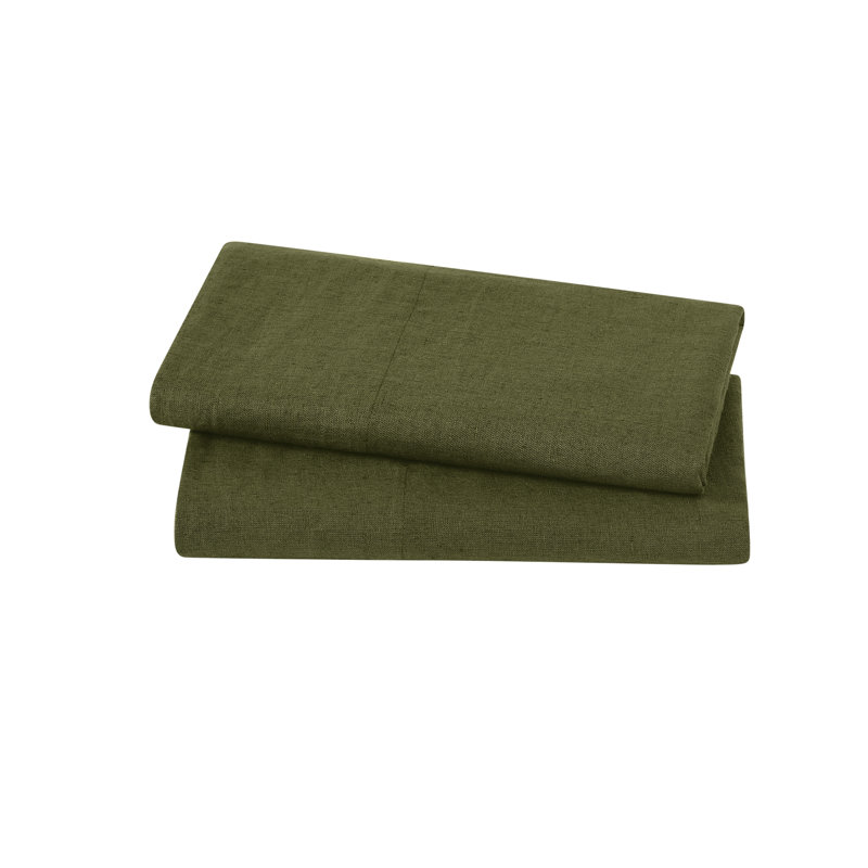 Brooklyn Loom Linen Pillowcase Pair, Moss Green, Standard