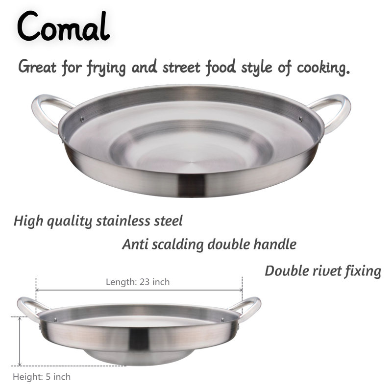 ARC 23" Black Stainless Steel Propane Burner Comal Set
