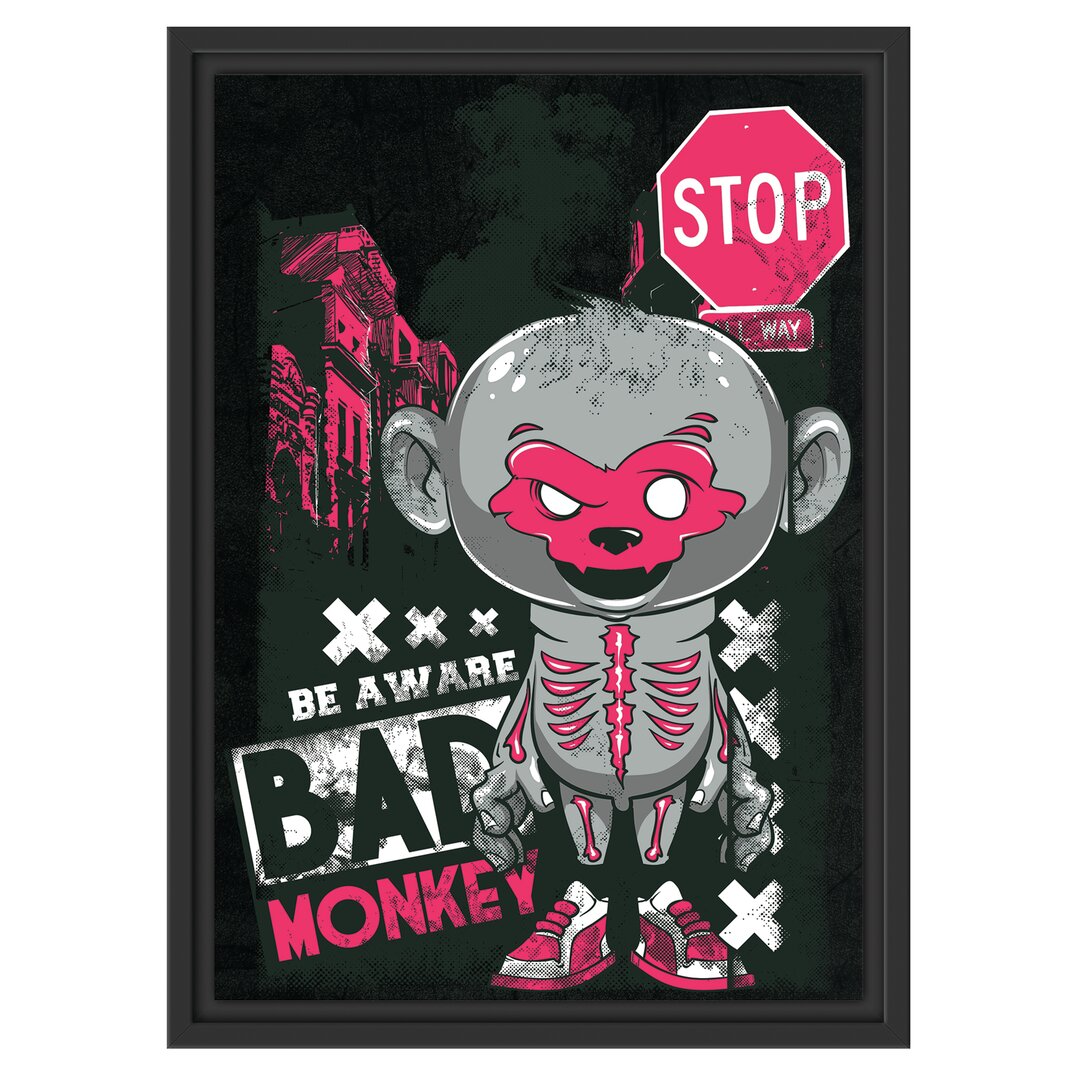 Gerahmtes Wandbild Bad monkey black