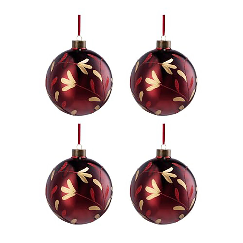 Ensemble de 4 boules de Noël en verre de 4,7 po - Décoration suspendue scintillante et peinte pour arbre et fête des Fêtes