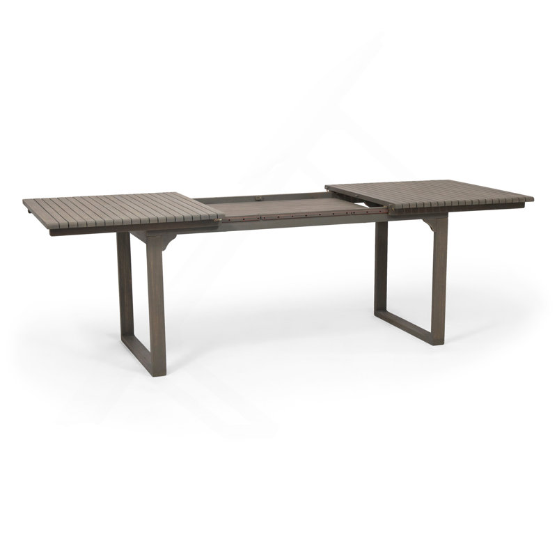 Table de salle à manger d'extérieur extensible en bois d'acacia, gris