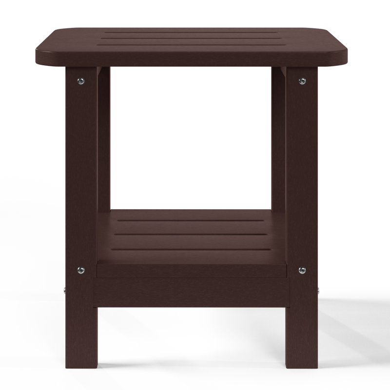 Brighton Outdoor Poly Two Shelf Side Table, Dark Brown