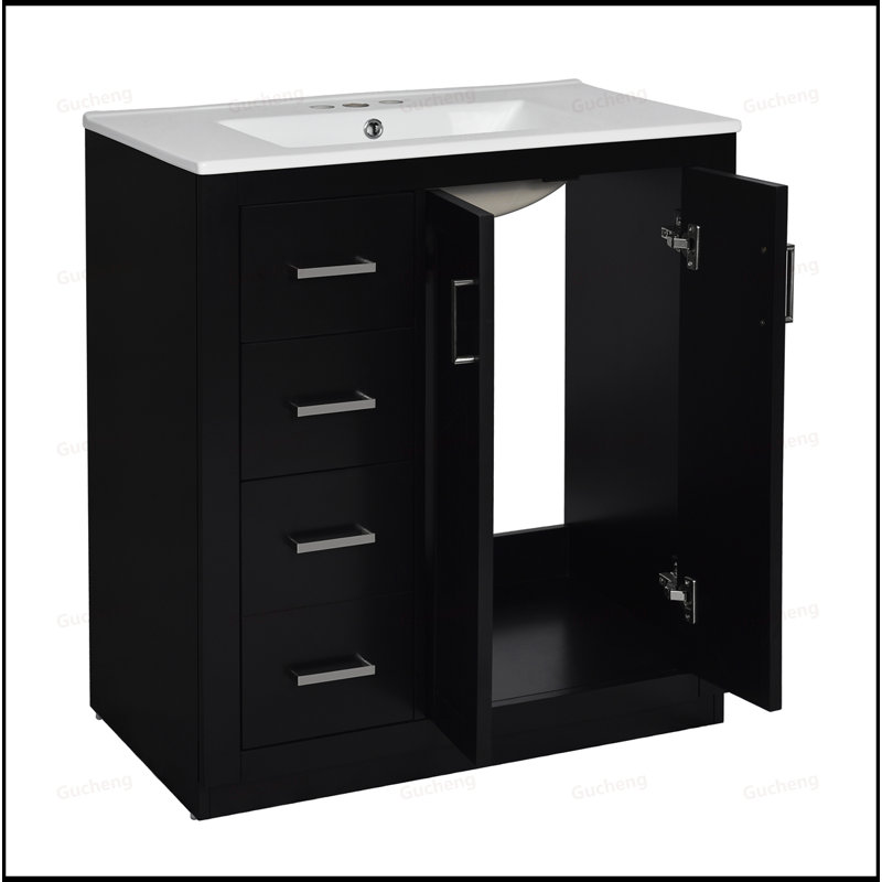 30"Wooden Freestanding Bathroom Vanity With Ceramic Sink