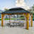Solid Wood Patio Gazebo with Double Roof Hardtop and Curtains-96427317